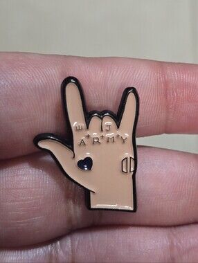 BTS ARMY Hand Enamel Pin in Nude with Black Outline